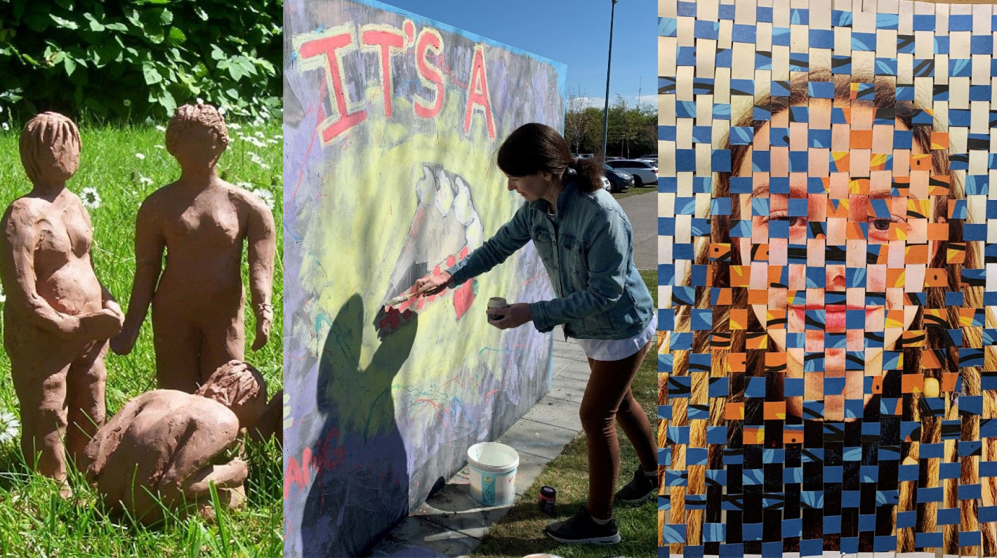 Collage fra billedkunstundervisning af forskellige udtryksformer